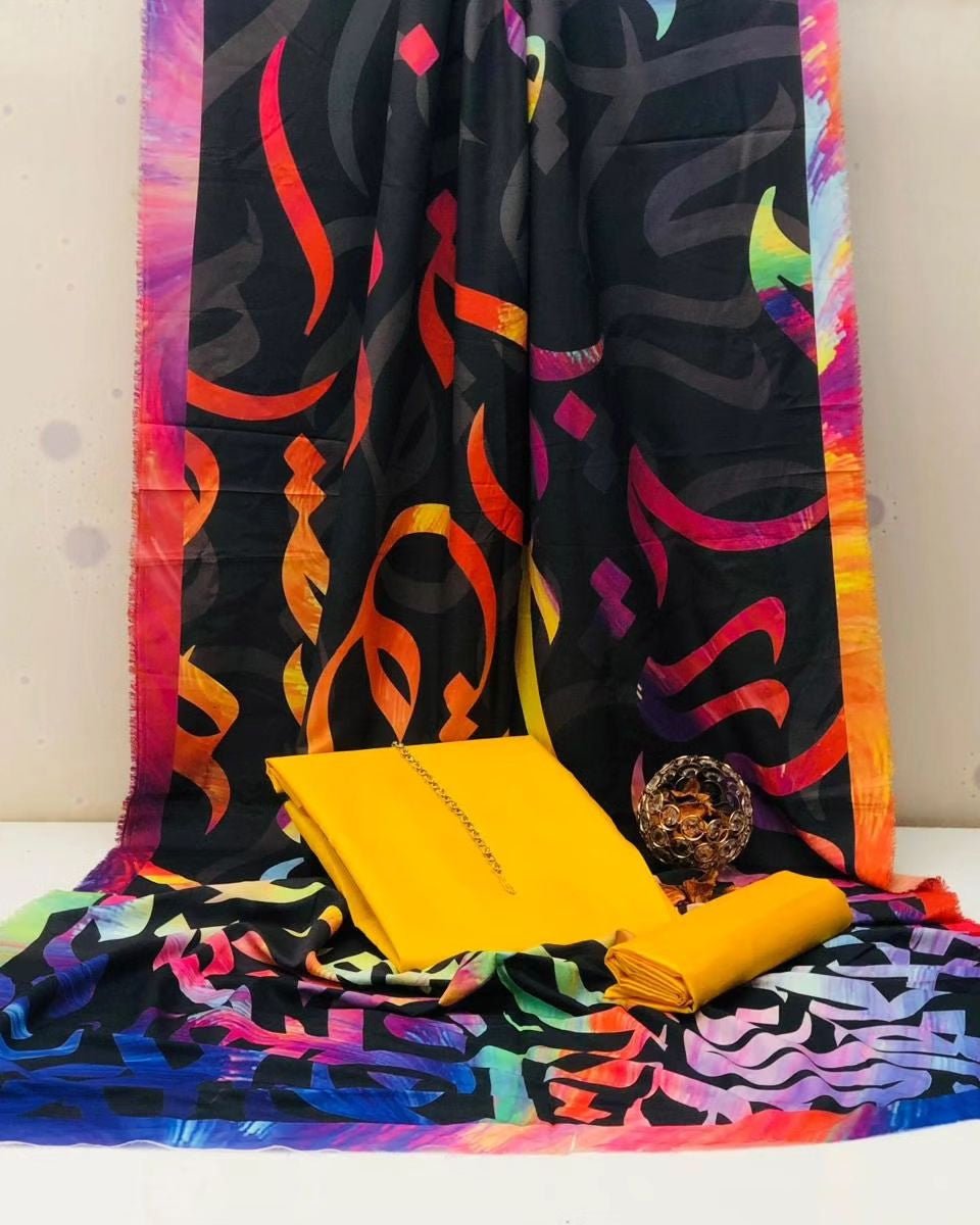 Huroof Multi Kataan SIlk Suit By Sastaae