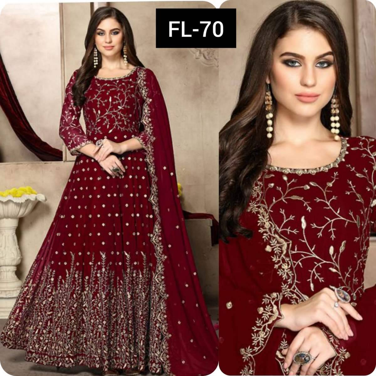 SastaaE Unstitched Womens Chiffon Zari Embroidered Frock/Maxi