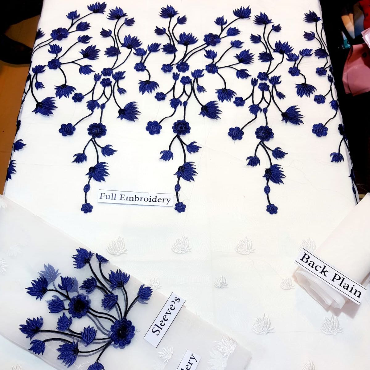 SastaaE 2 pc Unstitched Floral Dress Having Organza Fabric with Malai Trouser and Inner