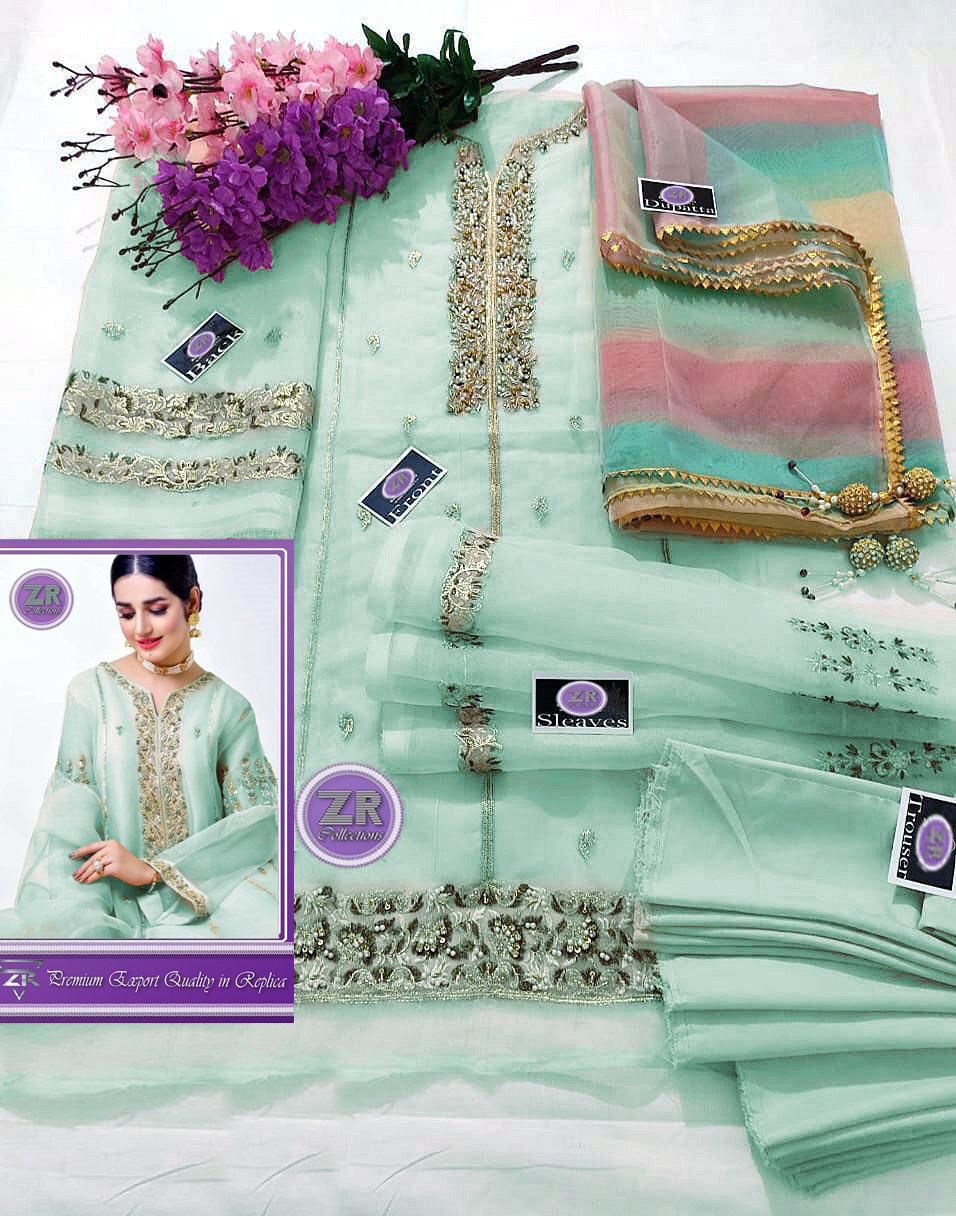 SastaaE 3 pc Unstitched Bridal Dress with full Embroidered and Handwork Shirt and Gotta work Dupatta