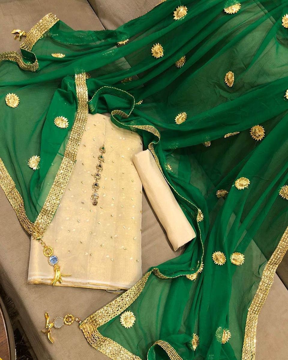 Sastaae Mysoori Suit 3 Pieces Net Gotta Work Duppatta With Mysoori Hand Work Shirt & Mysoori Shabnum Touser