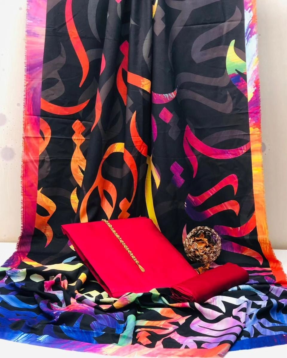 Huroof Multi Kataan SIlk Suit By Sastaae