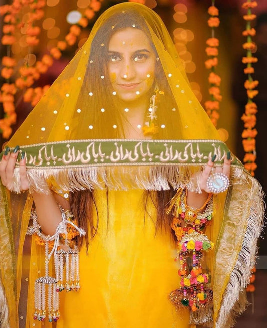 Baba ki Rani Nikkah and Mehendi Bridal Net based Dupatta with heavy kiran lace on 4 sides