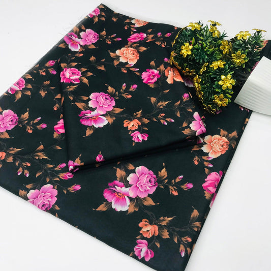 SastaaE 2 Pieces Unstitched Lawn All Over Flower Print Shirt & Trouser