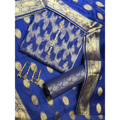 Sastaae Cotton Jacquard 3 Pieces Paper Cotton Banarsi (Shirt,Touser,Duppatta)