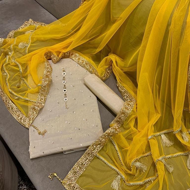 Sastaae Mysoori Suit 3 Pieces Net Gotta Work Duppatta With Mysoori Hand Work Shirt & Mysoori Shabnum Touser