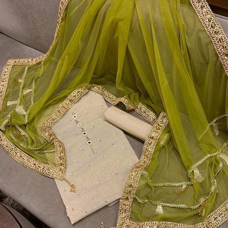 Sastaae Mysoori Suit 3 Pieces Net Gotta Work Duppatta With Mysoori Hand Work Shirt & Mysoori Shabnum Touser