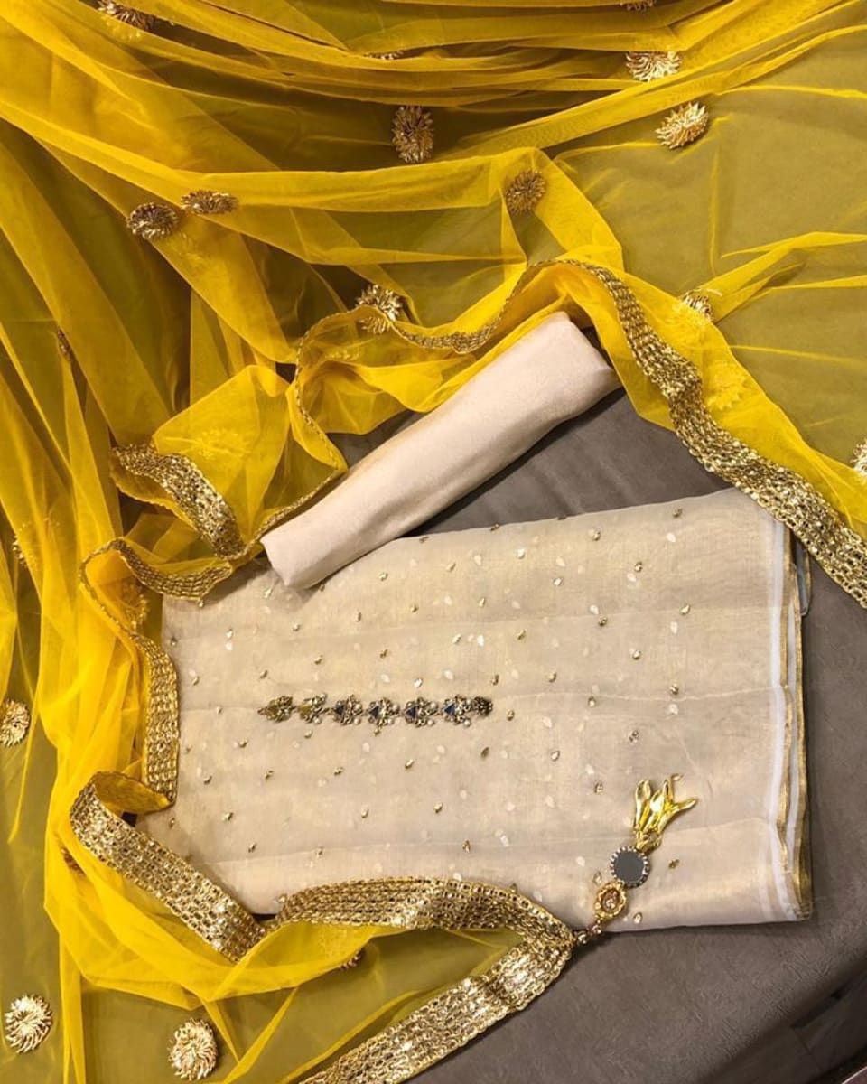 Sastaae Mysoori Suit 3 Pieces Net Gotta Work Duppatta With Mysoori Hand Work Shirt & Mysoori Shabnum Touser