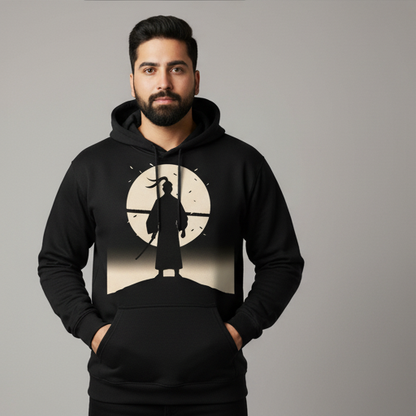 Moonlight Warrior Hoodie | Samurai Silhouette | Premium Anime Streetwear