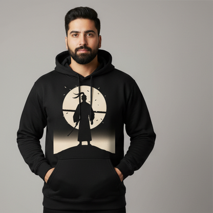 Moonlight Warrior Hoodie | Samurai Silhouette | Premium Anime Streetwear