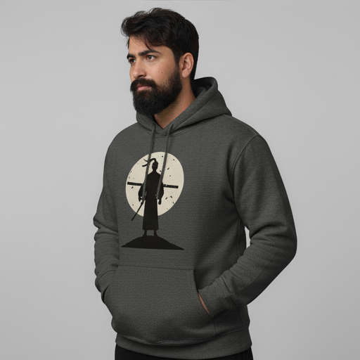 Moonlight Warrior Hoodie | Samurai Silhouette | Premium Anime Streetwear